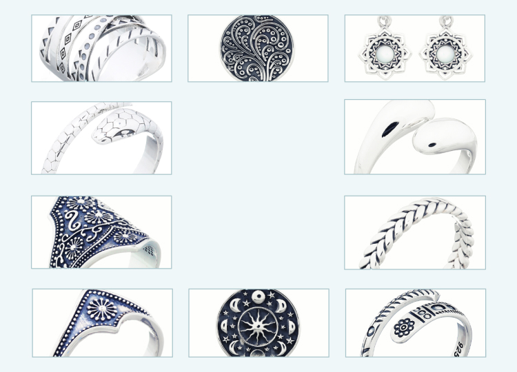 showcasing the several categories of silver jewelry photos