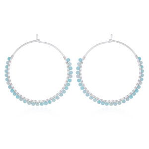 A pair of amazonite large 925 silver wire hoops