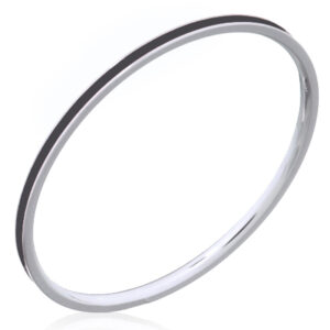 A black enamel sterling silver plain stack ring