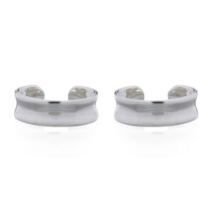 A pair of stylish modern concave sterling silver ear cuff earrings