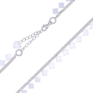 A bohemian inspired rhombus flat disc silver choker