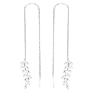 A pair of 925 silver leaf threader chain 925 earrings