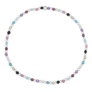 A stretchable mix stones with 925 silver round beads bracelet