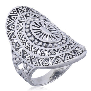A 925 silver sun mandala ring