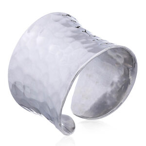 A hammered open cylinder 925 silver cuff ring