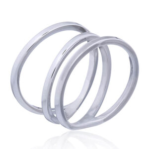 An asymmetrical triple loop silver ring