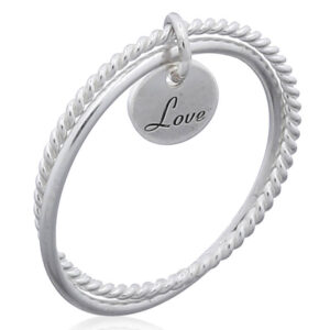 A 925 sterling silver stack ring with love disc charm