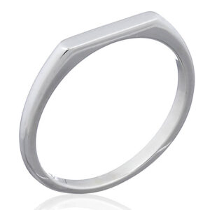 An adorable silver plain bar stack ring