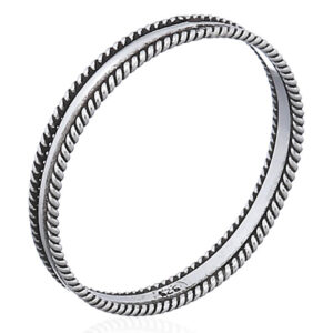 A double warped strands oxidized 925 stack ring