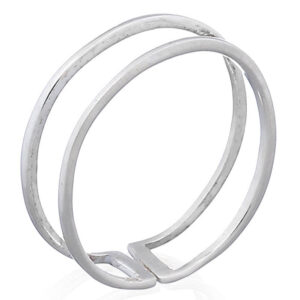 A parallel opened circles plain silver ring