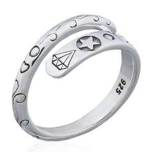 A diamond star 925 silver adjust rock ring