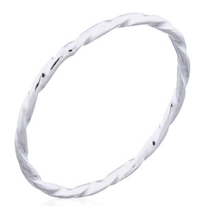 A highly polished silver twisted wire ring