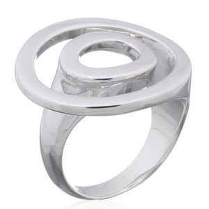 A highly polished silver double o ring