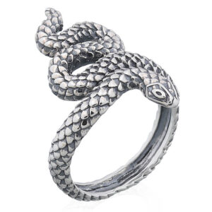 A intricate scalps 925 silver oxidized snake ring