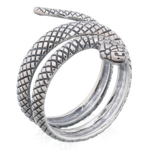 A 925 silver coiled snake oxidized ring