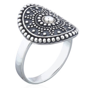 A sun mandala 925 silver oxidized ring