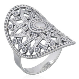 A flower in sun figured work silver 925 ring