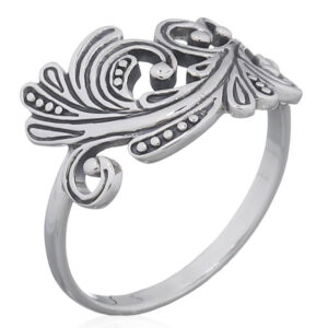 A wavy soft leaf sterling plain silver ring