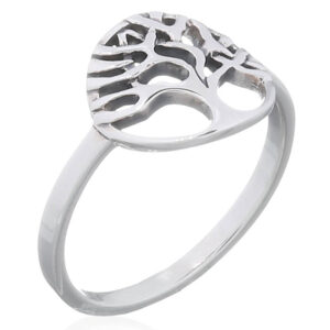 A tree of life sterling oxidized plain silver ring