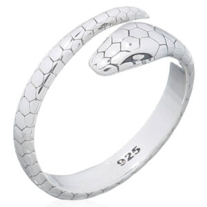 A cobra snake 925 sterling silver curly opened ring