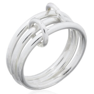 A two round wire locked triple ring set sterling silver