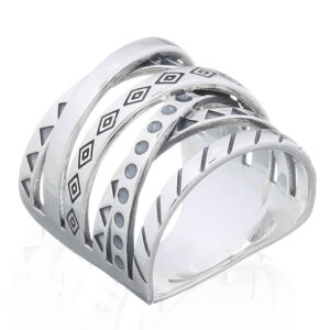 A crossed geometric lines 925 sterling silver ring