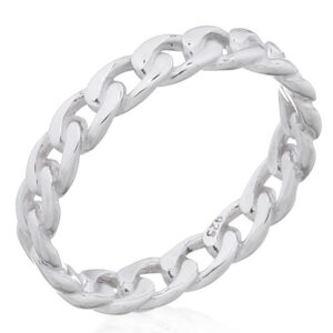 A 925 silver flat curb chain linked ring