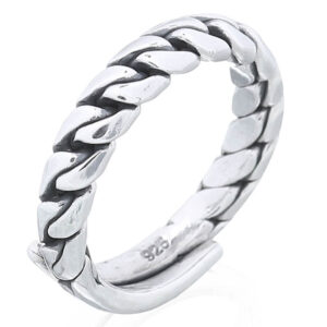 A half braided rope open ring 925 silver
