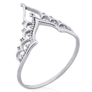 A beaded petals crown 925 silver ring