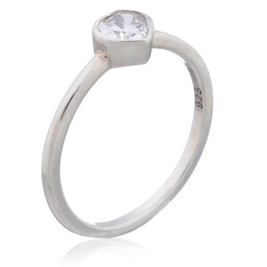 A heart silver ring clear cubic zirconia