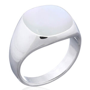 A 925 silver rounded corners rectangle synthetic stone ring
