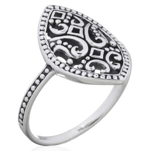 A filigree marquise shield 925 silver ring