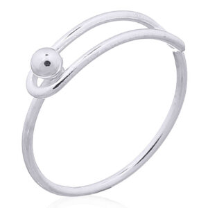A open oval interlinked ball 925 silver ring
