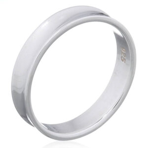 A high polished concave plain silver band ring