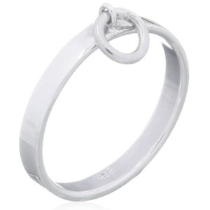 A small round wire hanged plain silver band ring
