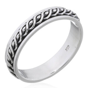 A braided waves spinner 925 sterling silver band ring