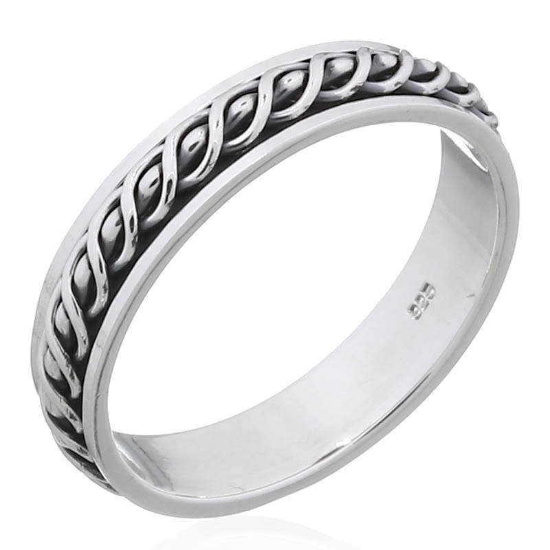 A braided waves spinner 925 sterling silver band ring