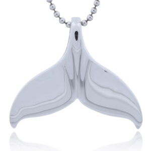A 925 sterling silver whale tail fin pendant marine life jewelry