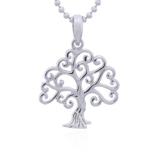 A crinkled branches tree of life silver pendant