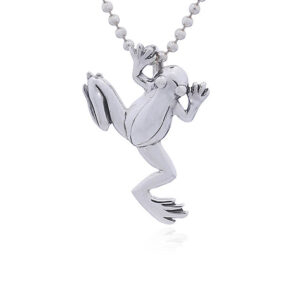 A sterling silver jumping frog pendant shiny details