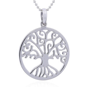 A exquisite sterling silver pendant tree of life twirling branches