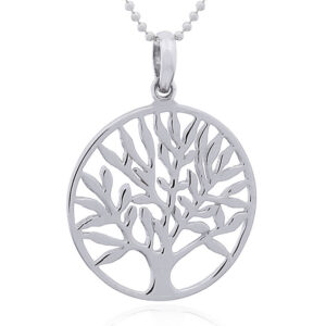 A harmonious sterling silver openwork tree of life pendant