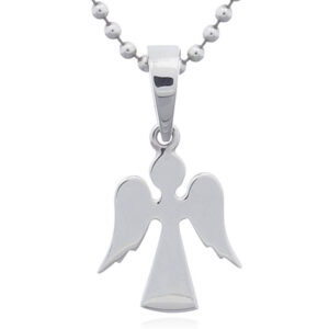 A small stamped plain silver angel pendant