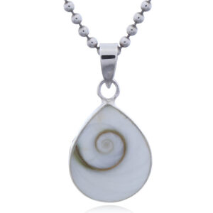 A tiny sterling silver shiva eye droplet pendant