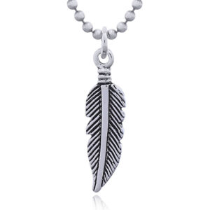 A wholesale 925 silver feather pendant