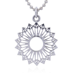A sterling silver flower mandala pendant