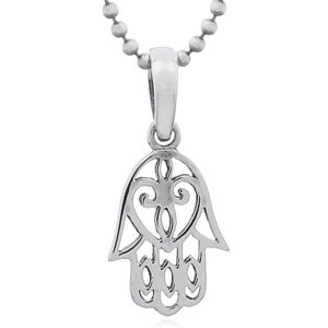 A openwork silver hamsa with heart pendant