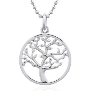 A puffy leaf in 925 sterling silver tree of life pendant