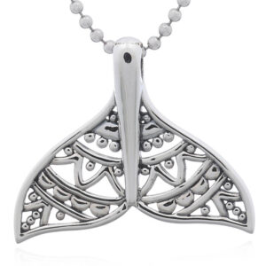 A tales of whale sterling silver vintage large pendant