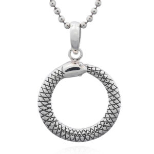 A 925 silver snake in circle twirl pendant